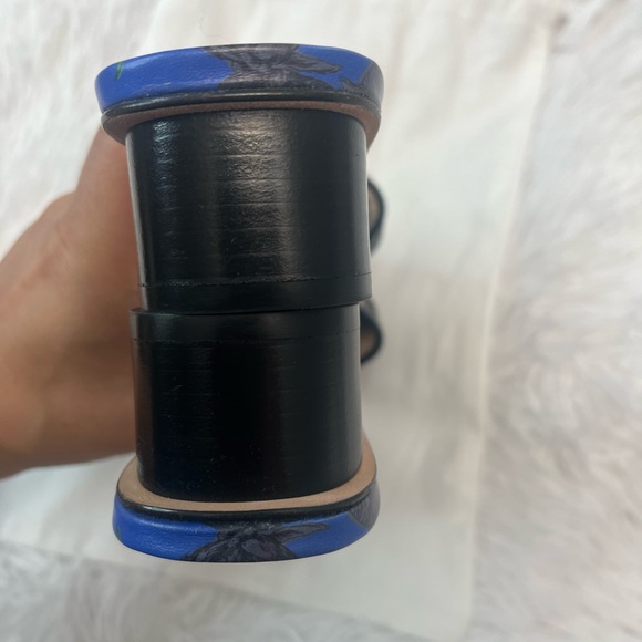 Dior Dway Heeled Slide Blue & Black Embroidered Cotton - Picture 6 of 12